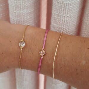 Bracelet cordon LUMINA fleur rose
