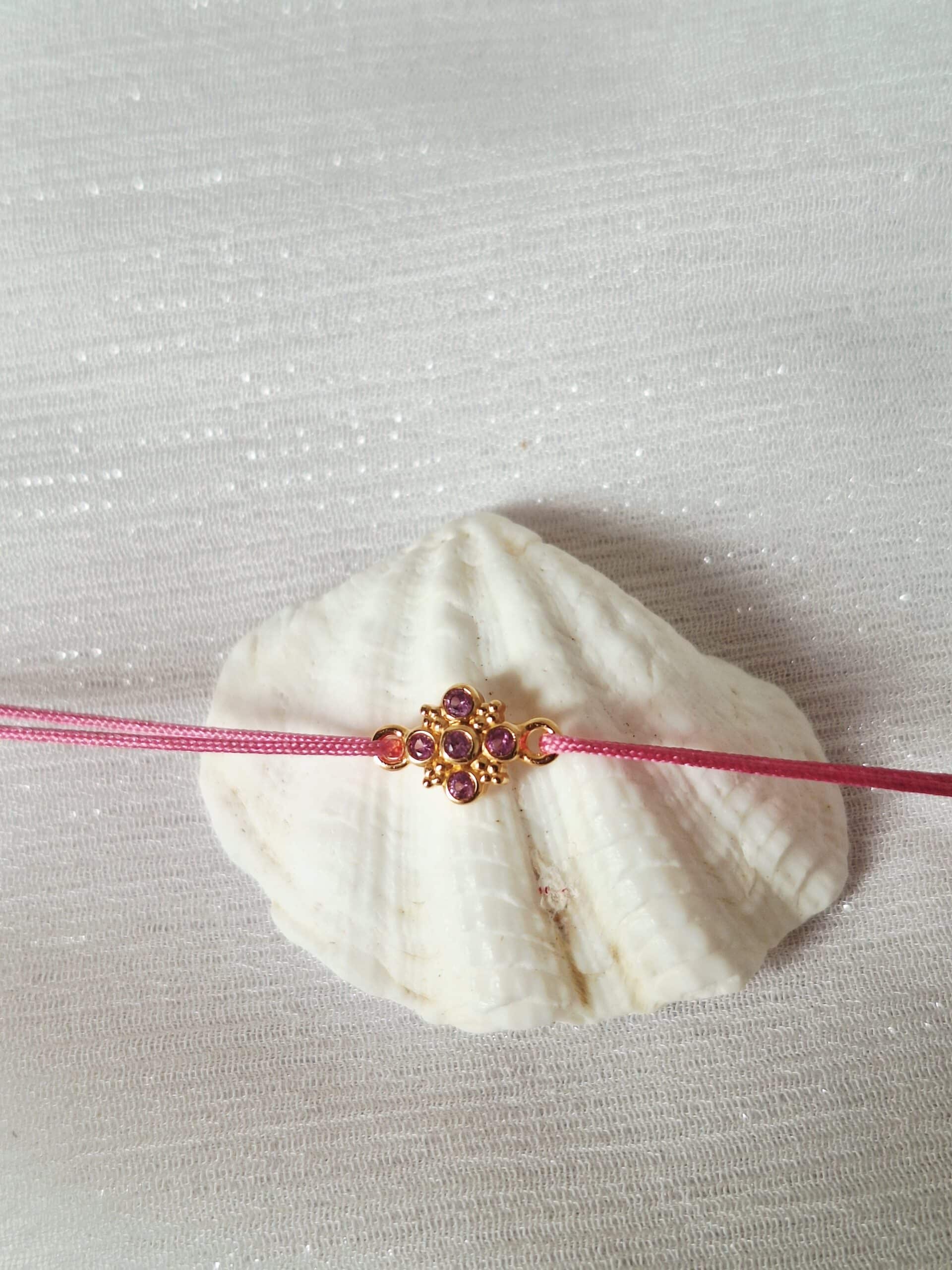 Bracelet cordon LUMINA fleur rose – Image 3