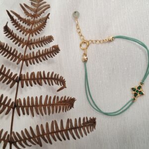 Bracelet cordon LUMINA fleur verte